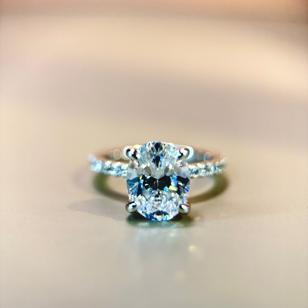 3ct Oval Solitaire Engagement Ring S925 14k Gold Plated - Picture 5 of 9